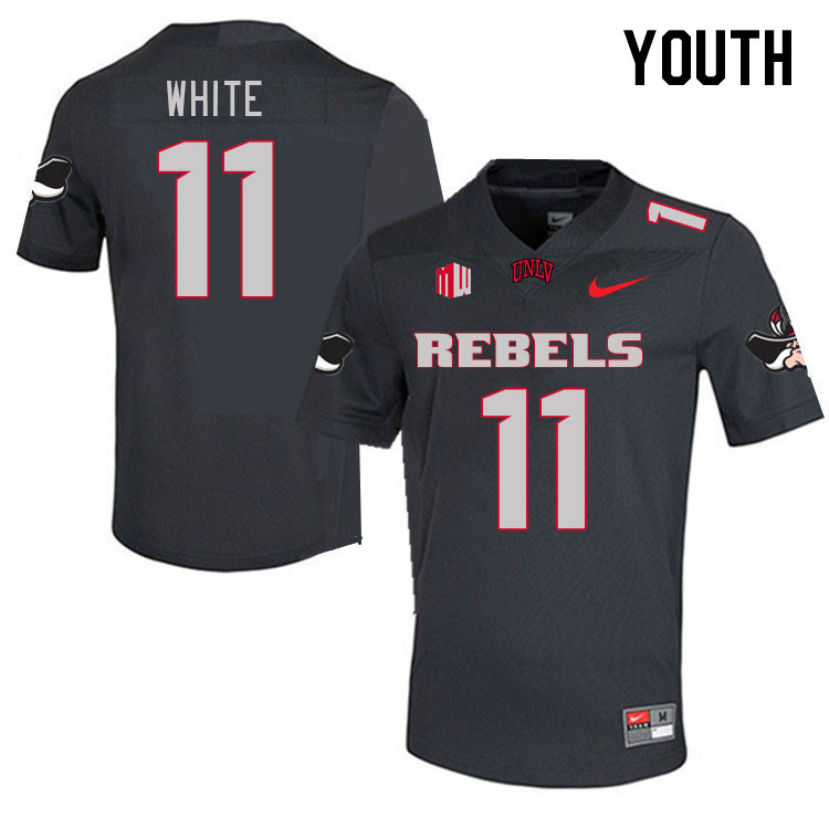 Youth #11 Ricky White UNLV Rebels 2023 College Football Jerseys Stitched-Charcoal - Click Image to Close